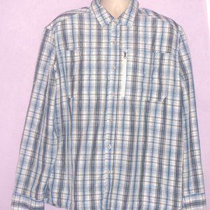 LL Bean Men's Plaid Long Sleeve Button-Up Shirt Size: XL - Blue/Gray/White